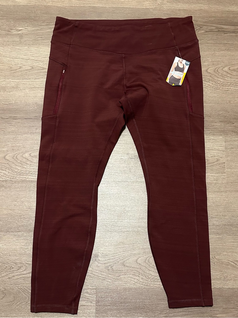 Avia Maroon Active Leggings with Side Pockets